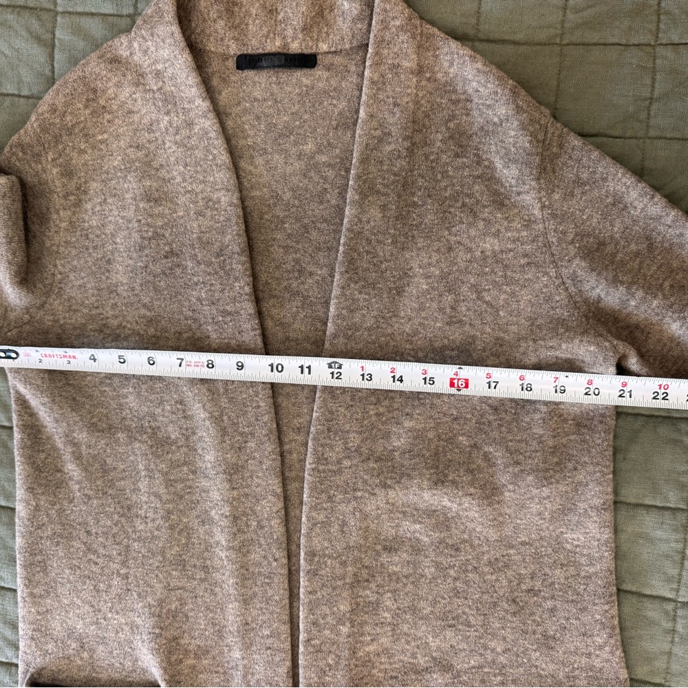 Jenni Kayne Taupe Open-Front Merino Women's Cardigan Sweater Small - Picture 14 of 15
